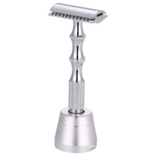 Men Shaving Curved Handle Safety Razor Double Edge Razors Open Comb Nonslip Stainless Steel Shaver